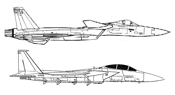 מטוס האריה ומתחתיו מטוס ה-F15