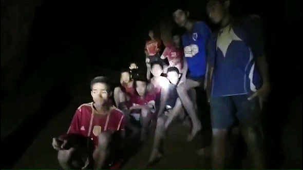 Kids stranded inside a cave in Thailand. Photo: AFP