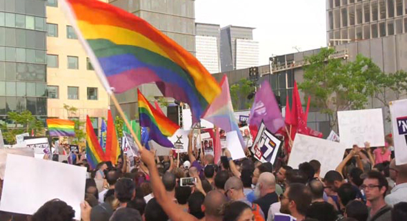 LGBTQ protest in Tel Aviv earlier this week. Photo: Moti Kimchi