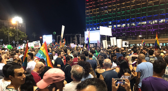 עצרת התמיכה בקהילת הלהט"ב בכיכר רבין, אתמול בערב