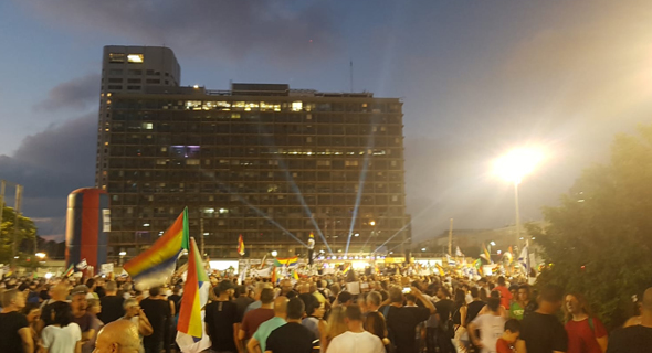 ההפגנה נגד חוק הלאום בכיכר רבין, צילום: שי סלינס