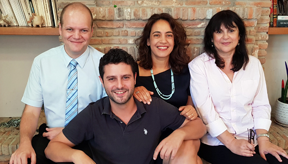 Air Doctor founders Yegor Kurbachev (left), Yam Derfler, Efrat Sagi-Ofir and Jenny Cohen Derfler. Photo: PR