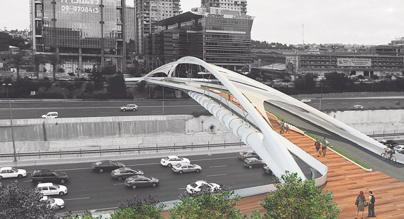 הדמיה של גשר יהודית המתוכנן. היה אמור להיפתח ב־2020 , צילום: חן אדריכלים