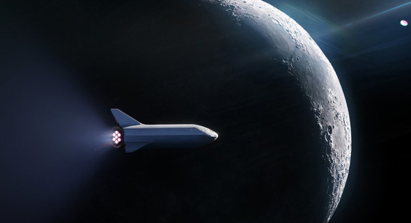 הדמיית חללית של SPACEX מסביב לירח