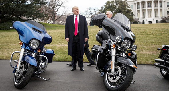 טראמפ ואופנועי הארלי דווידסון, צילום: גטי 