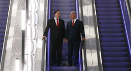Transportation Minister Katz (left) and PM Netanyahu inaugurating the train. Photo: Ohad Zwigenberg