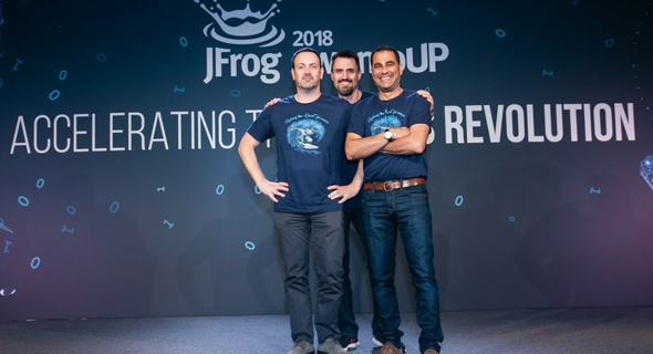 JFrog co-founders Simon (left), Landman, and Ben Haim. Photo: PR JFrog co-founders Simon (left), Landman, and Ben Haim. Photo: PR