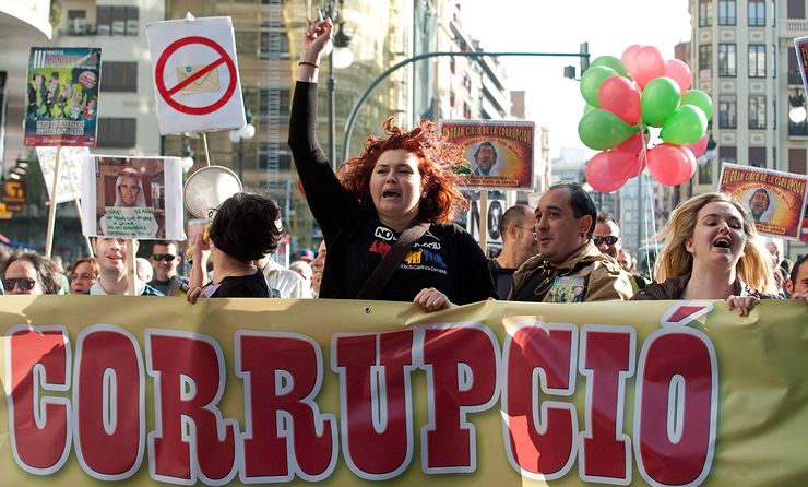הפגנה נגד שחיתות בספרד, צילום: גטי אימג