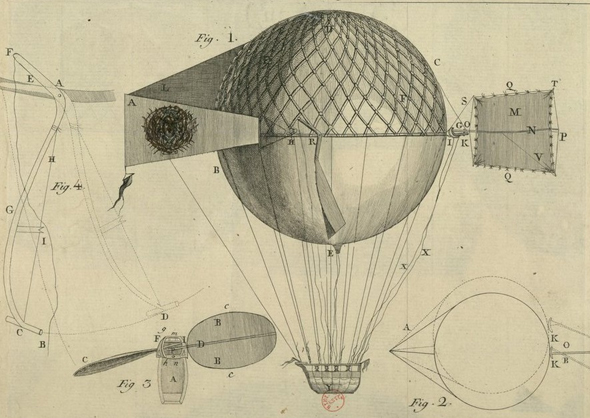 עיצוב הכדור הפורח של האחים מונגולפיה, צילום: gallica bnf
