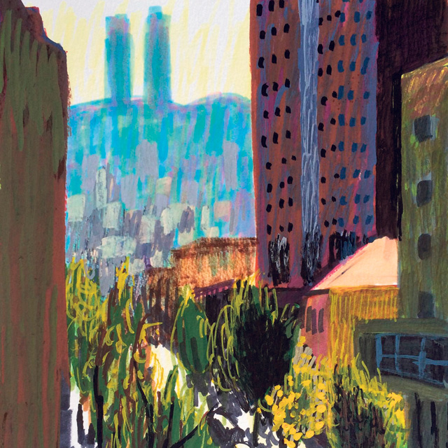 מוסף שבועי 6.12.18 של ה אמנית אנה לוקשבסקי ציור של ה עיר חיפה, איורים: אנה לוקשבסקי