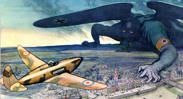 קריקטורה מ-1940 שמראה בצורה מדויקת למדי את מצבה של בריטניה באותם ימים