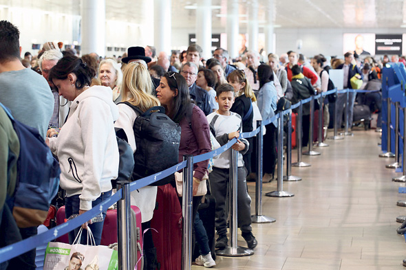 Passengers at Ben Gurion Airport. Photo: Aner Green