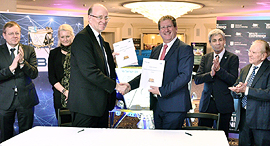 OHB and IAI representatives. Photo: Alex Polo