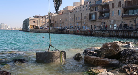 Installation of ECOncrete&#39;s tide pools in Jaffa earlier this week. Photo: ECOncrete