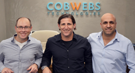 Cobwebs co-founders Shay Attias (left), Omri Timianker, and Udi Levy. Photo: Anastasia Uchnik