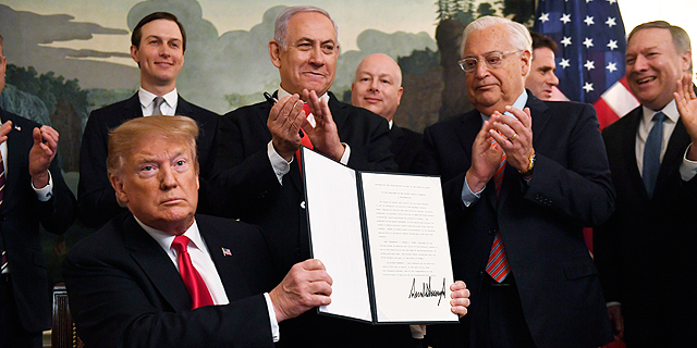 טראמפ חתם על ההכרה ההיסטורית בריבונות ישראל בגולן