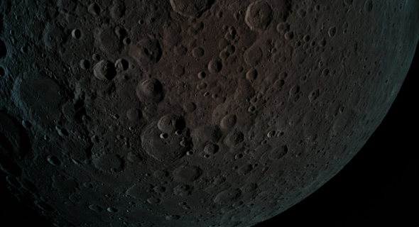 The moon as captured by Beresheet at 550 kilometers away. Photo: Beresheet