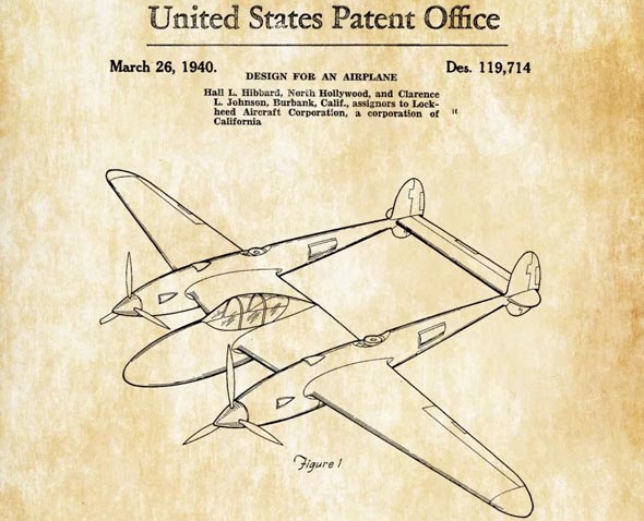 עיצוב הלייטנינג שהגישה לוקהיד למשרד הפטנטים האמריקאי, צילום: USPO