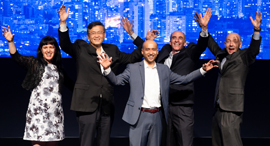 Rutie Adar (left), Lip-Bu Tan, Shankar Chandran, David Goldschmidt, and Gregory Kovacs. Photo: Benny