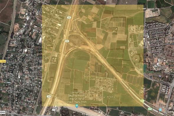 שטחים חקלאיים על גבול הרצליה-רעננה , צילום מסך: Google Maps
