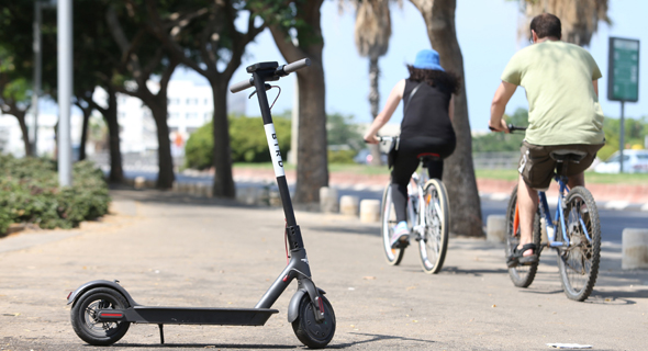 An e-scooter in Tel Aviv. Photo: Orel Cohen