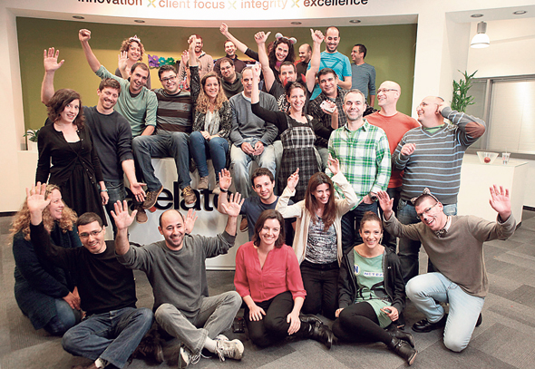 Israeli tech workers celebrate their exit (illustration). Photo: Amit Sha'al