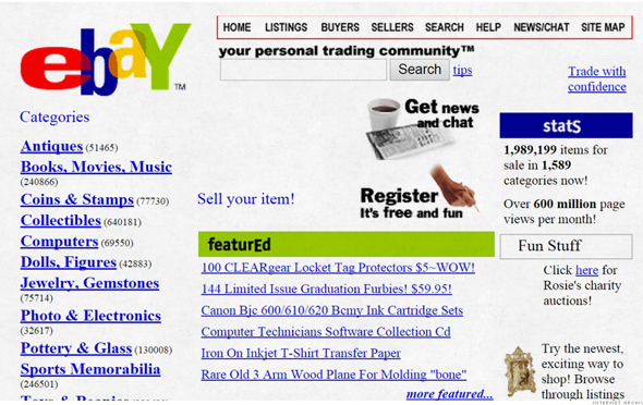 איביי של שנות התשעים - אחת מזירות הסחר המשמעותיות הראשונות, צילום: ebay