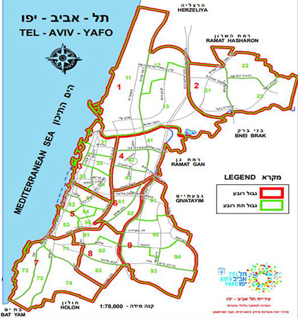מפת הרבעים של תל אביב 