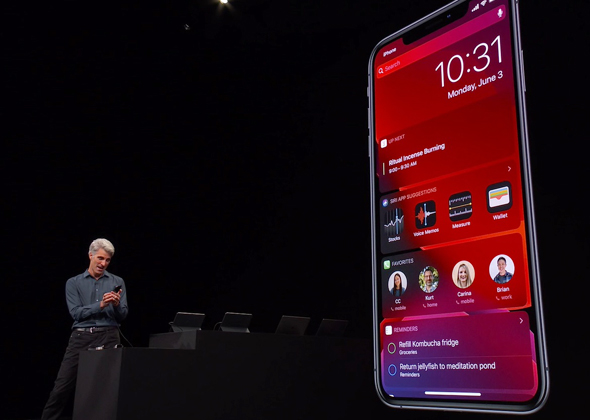 IOS 13 אפל אייפון אפל WWDC 2019 אירוע השקת תוכנה 9, מתוך שידור חי של אפל