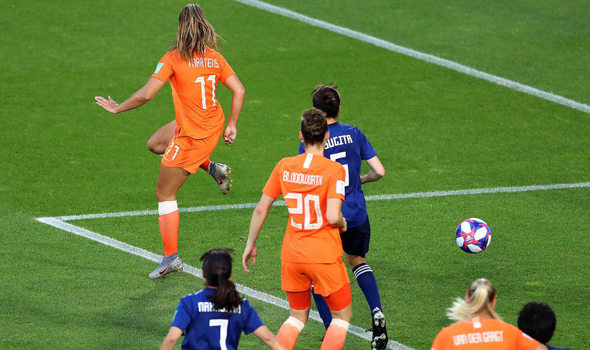 לייקה מרטינס כוכבת נבחרת הולנד כובשת שער נגד יפן. מונדיאל 2019, צילום: גטי אימג