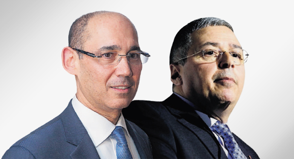 מימין: מנכ"ל בנק הפועלים אריק פינטו והנגיד אמיר ירון