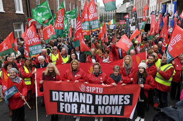 מחאה נגד יוקר הדיור בדבלין, צילום: רויטרס