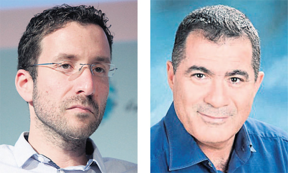 מימין: נשיא התאחדות בוני הארץ ראול סרוגו וחבר הכנסת איציק שמולי