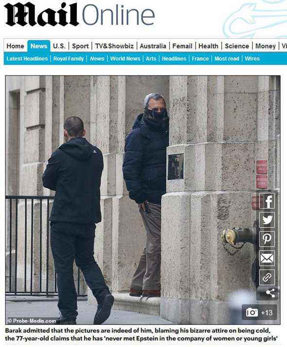 התמונה שפרסם הדיילי מייל עם תמונתו של ברק, צילום מסך: דיילי מייל