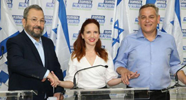 Ehud Barak (left), Stav Shaffir, Meretz’s Nitzan Horowitz. Photo: Moti Kimhi  