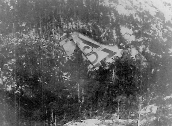 זנב מטוס B36 שהתרסק בניופאונדלנד, צילום: USAF accident report 