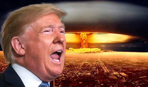 Donald Trump superimposed on a nuclear explosion. Photo: Reuters, Wallpapercave