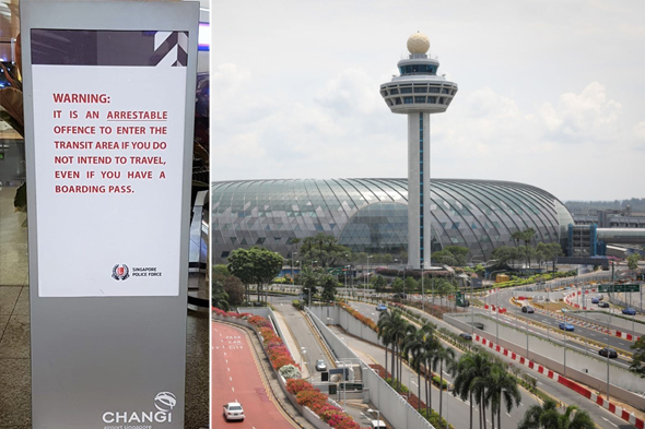 שדה תעופה צ'אני צ'אנגי איסור כניסה לשערי היציאה, צילום: Singapore police/ straitstimes