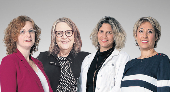 מימין: רוזנברג, קורח, אלינר ואנגל. ב-2019: נשים נטשו תפקידים בכירים בשוק ההון, אבל איישו עמדות מפתח במערכת הבריאות, צילום: דנה קופל