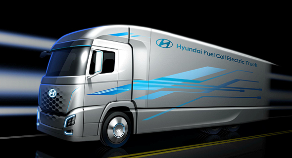 Hyundai's hydrogen-fuelled trucks. Photo: PR
