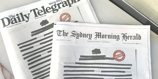 סולידריות עיתונאית באוסטרליה: המו&quot;לים המתחרים הציגו טקסטים מושחרים בשער