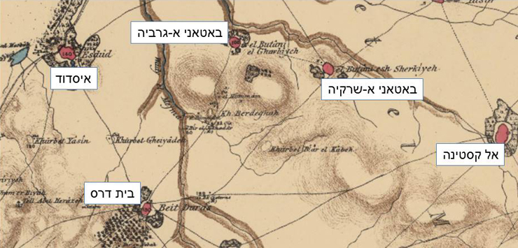 מפה מוקדמת של האזור. ללא התיישבות יהודית