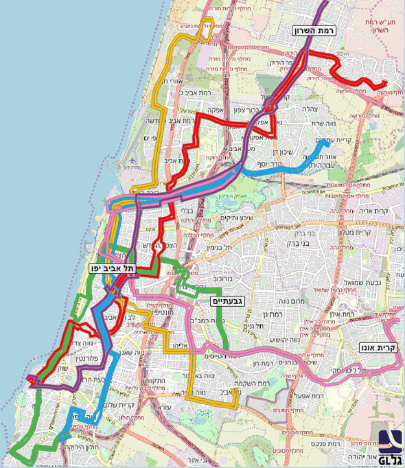 מפת הקווים בתל אביב