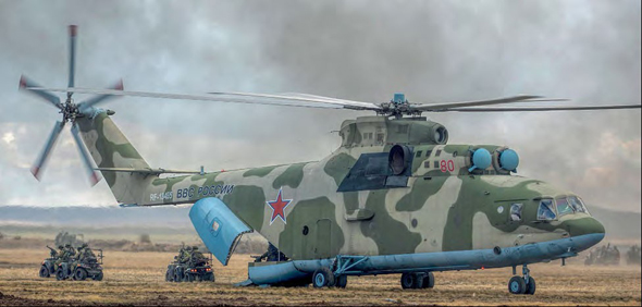 מסוק Mi26 פורק צוות קומנדו. ביכולתו לשאת פלוגת חיילים שלמה