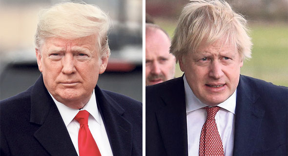 מימין: ראש ממשלת בריטניה בוריס ג'ונסון ו נשיא ארה"ב דונלד טראמפ, צילומים: רויטרס, AFP