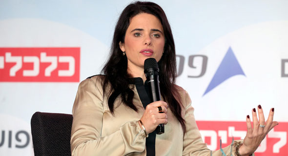 Former Justice Minister and Yamina MK Ayelet Shaked speaks during a Calcalist conference, and was one of the women who added her insights to the database. Photo: Yariv Katz