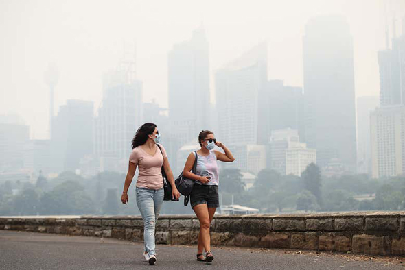 זיהום אוויר בסידני בגלל שריפות הענק, צילום: בלומברג