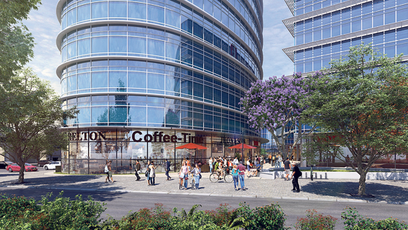 הדמיית פרויקט מגדל משרדיםבאזור התעשייה של הרצליה פיתוח, צילום: קו מתאר בע״מ אדריכלות ובניין ערים