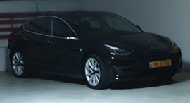 A Tesla Model 3 with Israeli license plates. Photo: Tomer Hadar
