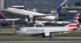 A United Airlines jet takes off. Photo: AP